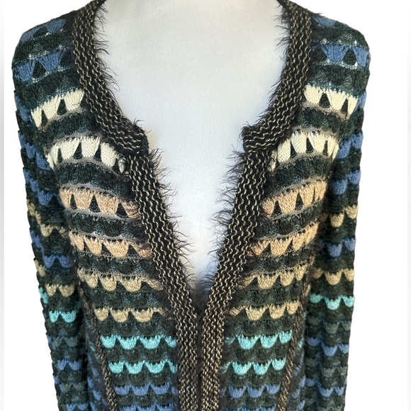 NIC+ZOE Shades of Blue Fish Scale Cardigan Long Sweater Size M / L - Picture 7 of 16
